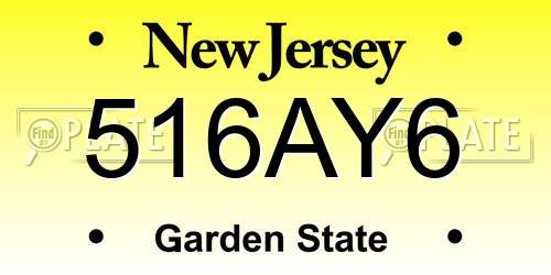 516AY6 New Jersey License Plate