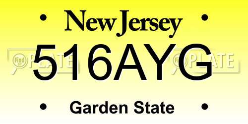 516AYG New Jersey License Plate