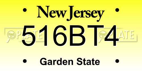 516BT4 New Jersey License Plate