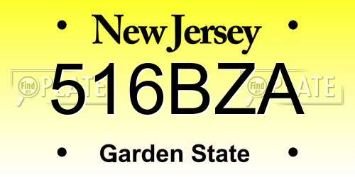 516BZA New Jersey License Plate
