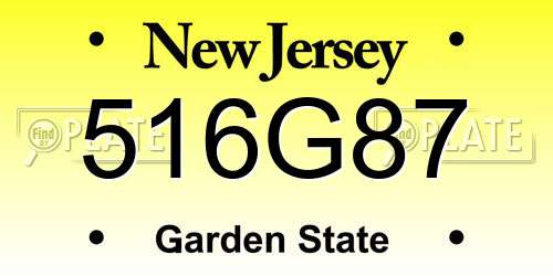 516G87 New Jersey License Plate