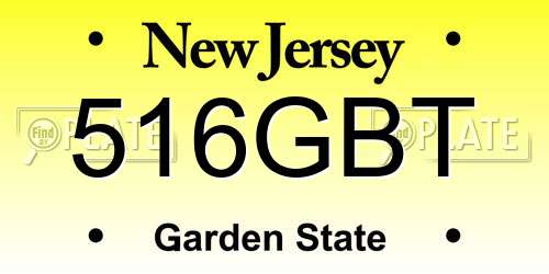 516GBT New Jersey License Plate