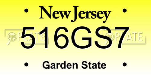 516GS7 New Jersey License Plate