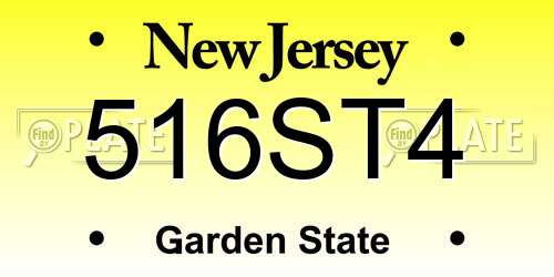 516ST4 New Jersey License Plate
