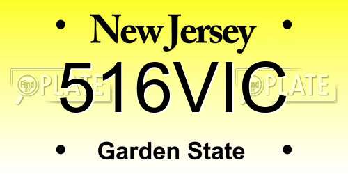 516VIC New Jersey License Plate