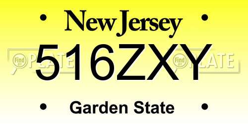 516ZXY New Jersey License Plate