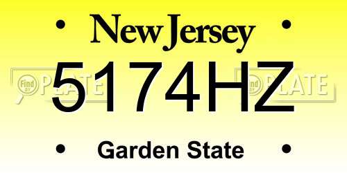 5174HZ New Jersey License Plate