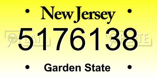 5176138 New Jersey License Plate