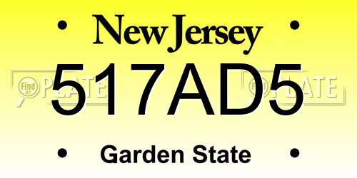 517AD5 New Jersey License Plate