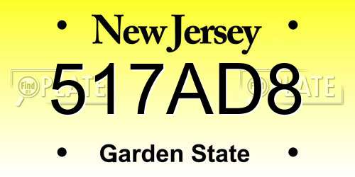 517AD8 New Jersey License Plate