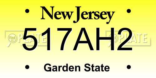 517AH2 New Jersey License Plate