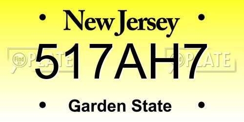 517AH7 New Jersey License Plate