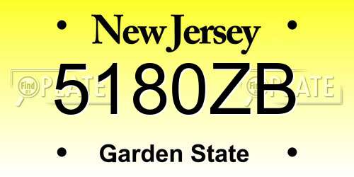 5180ZB New Jersey License Plate