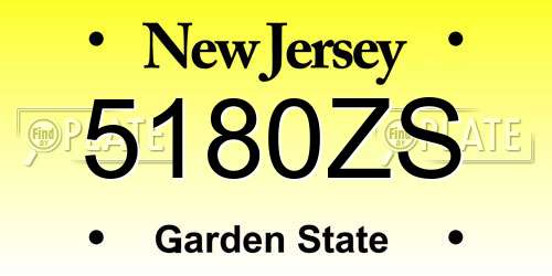 5180ZS New Jersey License Plate