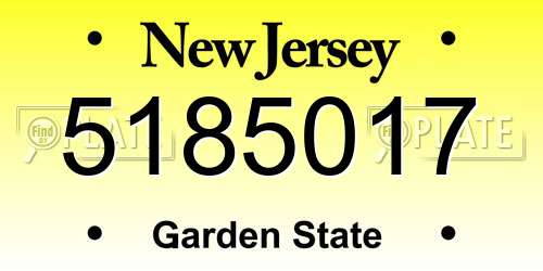 5185017 New Jersey License Plate