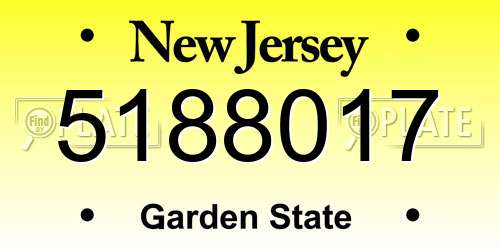 5188017 New Jersey License Plate