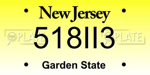 518II3 New Jersey License Plate