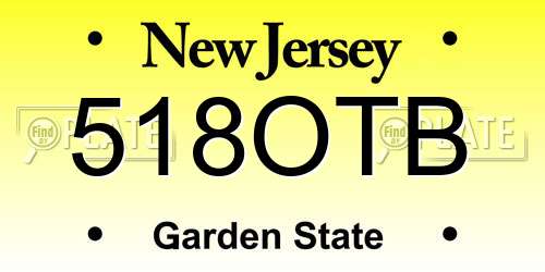 518OTB New Jersey License Plate