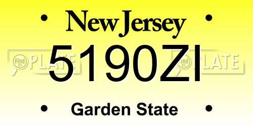 5190ZI New Jersey License Plate