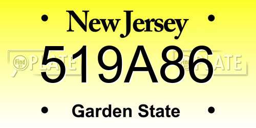 519A86 New Jersey License Plate