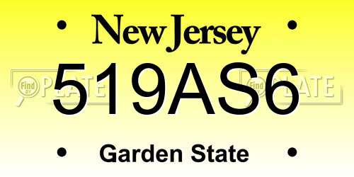 519AS6 New Jersey License Plate