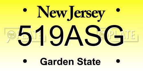 519ASG New Jersey License Plate