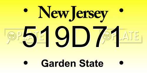 519D71 New Jersey License Plate