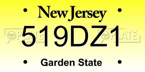 519DZ1 New Jersey License Plate