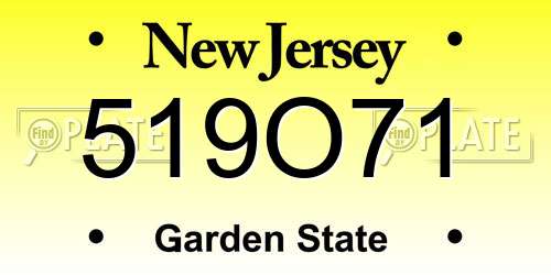 519O71 New Jersey License Plate