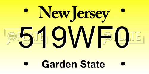 519WF0 New Jersey License Plate