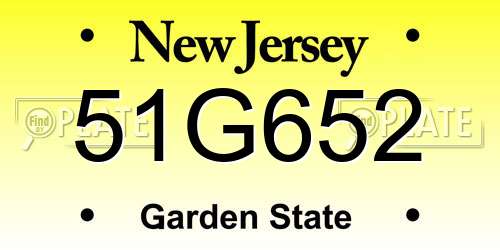 51G652 New Jersey License Plate