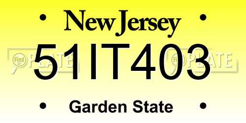 51IT403 New Jersey License Plate