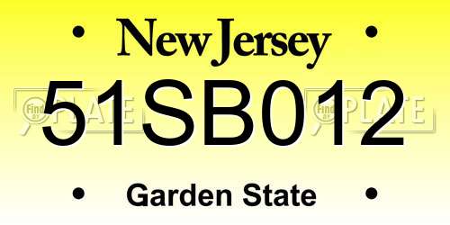 51SB012 New Jersey License Plate