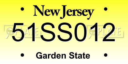 51SS012 New Jersey License Plate