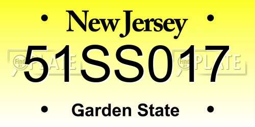 51SS017 New Jersey License Plate