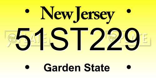51ST229 New Jersey License Plate