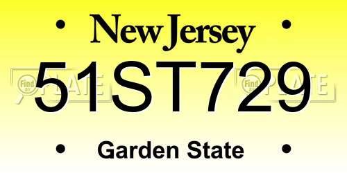 51ST729 New Jersey License Plate