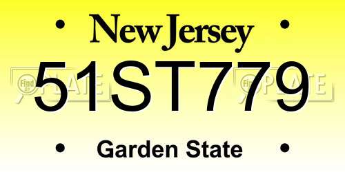 51ST779 New Jersey License Plate