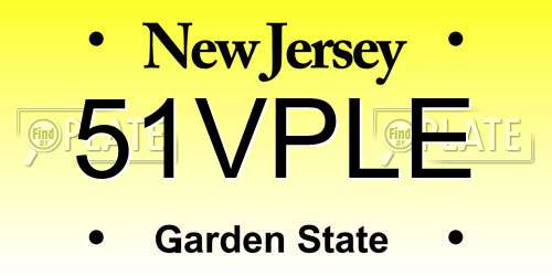51VPLE New Jersey License Plate