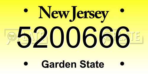 5200666 New Jersey License Plate