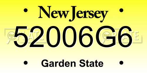52006G6 New Jersey License Plate