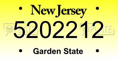 5202212 New Jersey License Plate