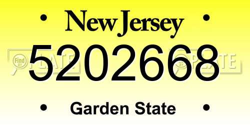 5202668 New Jersey License Plate