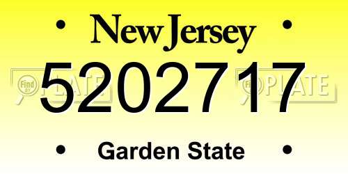 5202717 New Jersey License Plate