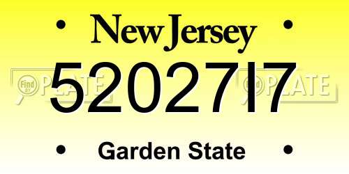 52027I7 New Jersey License Plate