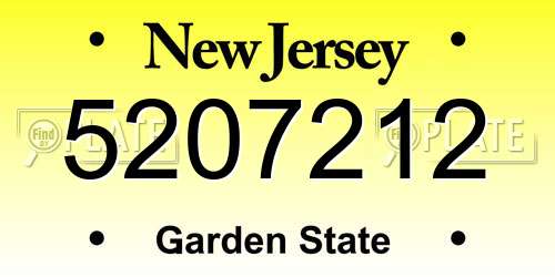 5207212 New Jersey License Plate