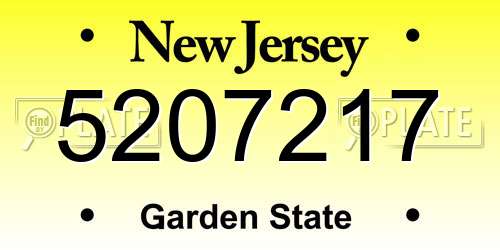 5207217 New Jersey License Plate