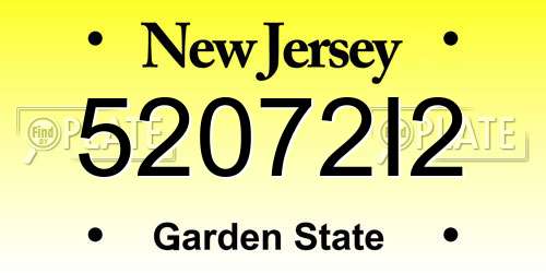 52072I2 New Jersey License Plate