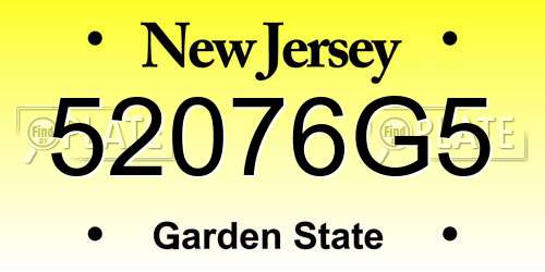 52076G5 New Jersey License Plate