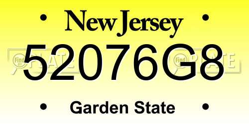 52076G8 New Jersey License Plate